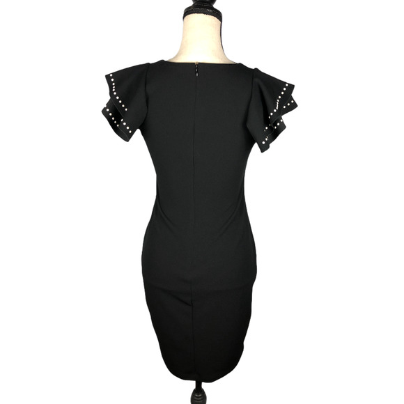 BEBE Black Flutter Sleeve Shift Dress - Picture 3 of 4